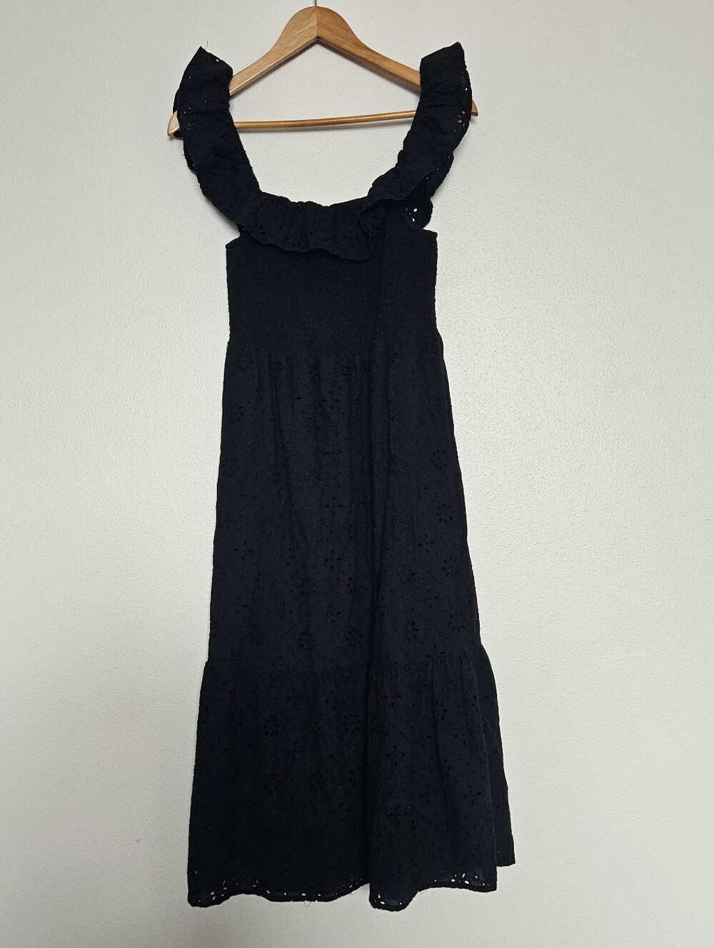 Black Cotton Eyelet Dress Medium